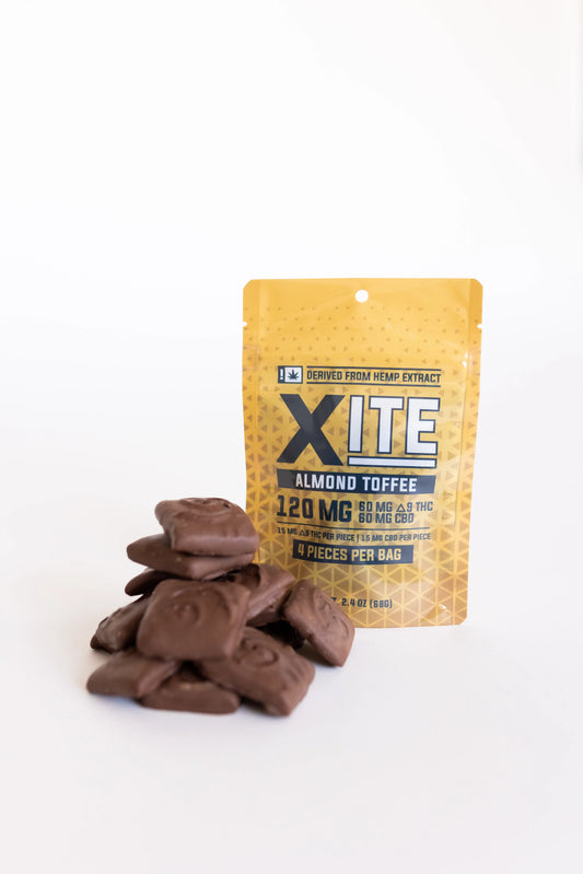 Xite Delta 9 Almond Toffee, 60MG Delta 9 THC and 60MG CBD